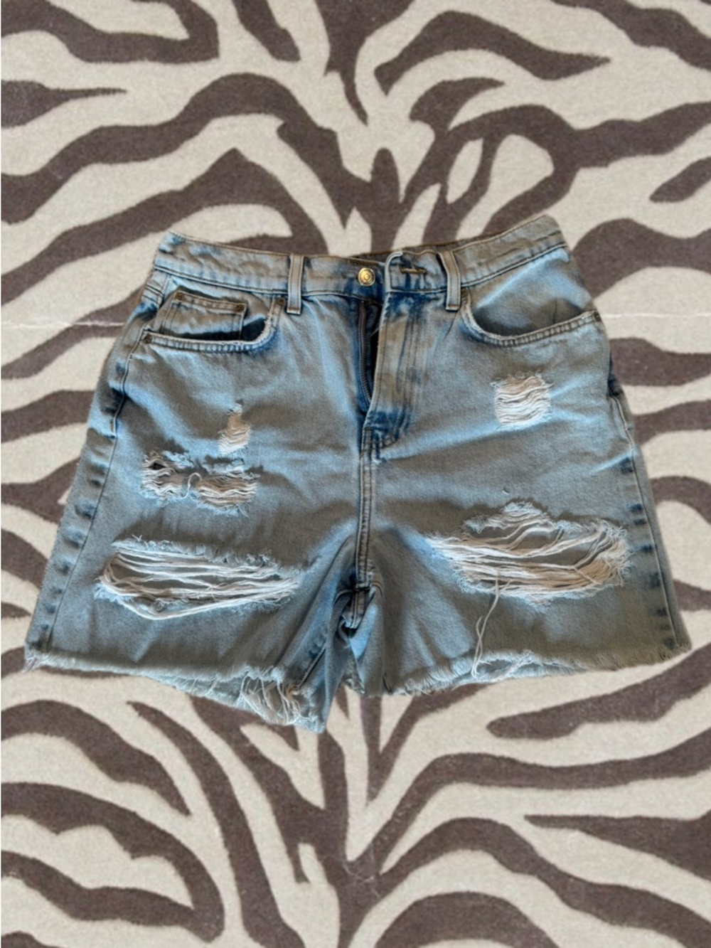 Forever 21 Light Blue Distressed Denim Shorts